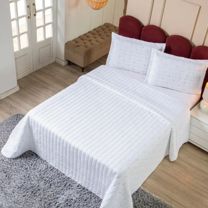 Cobre Leito Lótus King 3 Peças Matelado Branco