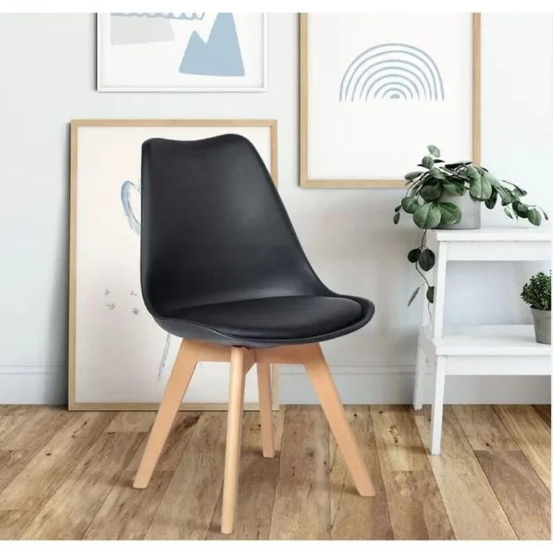 Cadeira Eames Wood Leda Design Preta - Universal Mix