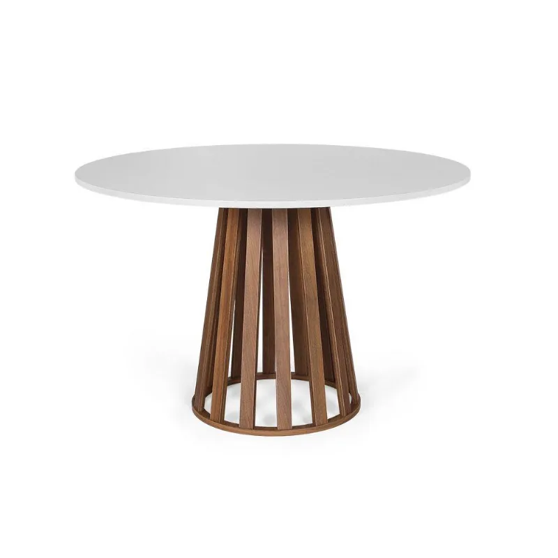 Mesa De Jantar Redonda 4 Lugares 90cm Tália Branco/noronha - Straub Web