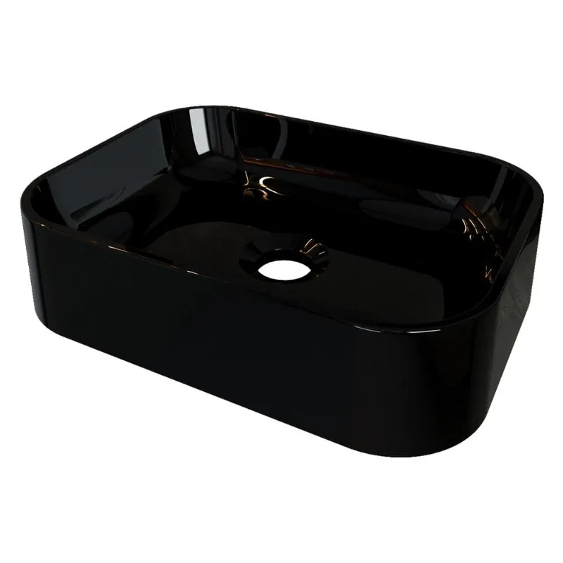 Cuba Pia Para Banheiro Retangular Oxford Preto Brilho