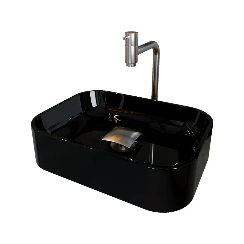 Cuba Pia Banheiro Oxford Torneira Inox Valvula Inox Click Preto Brilho