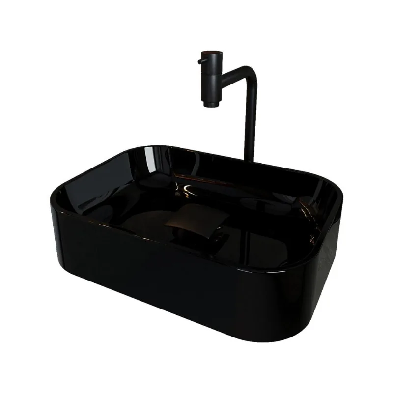 Cuba Pia Banheiro Oxford Torneira Inox Valvula Click Black Preto Brilho