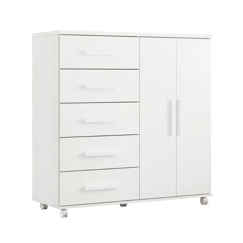 Comoda Toronto Quarto Com 5 Gavetas E 2 Portas Branco - OUTRAS - Móveis
