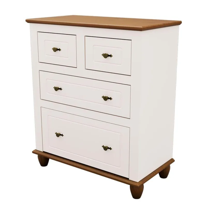 Cômoda Comoda Joy 4 Gavetas MDF Puxador Metal Off White Loja Doce Lar - OUTRAS - Móveis