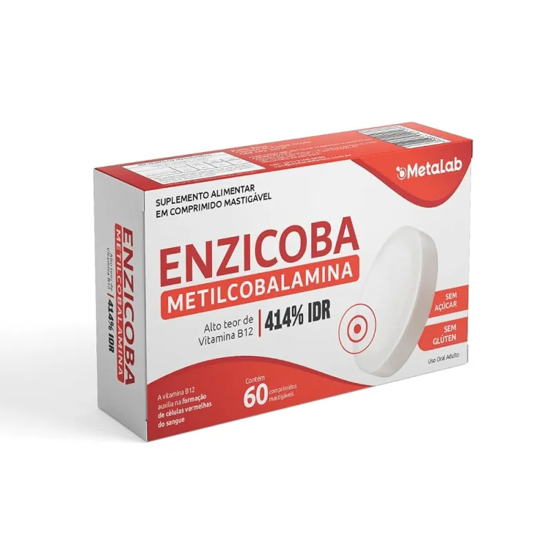 Enzicoba Vitamina B12 Mecobalamina 9 mcg  C/60 Comprimidos - Metalab - Medicamentos