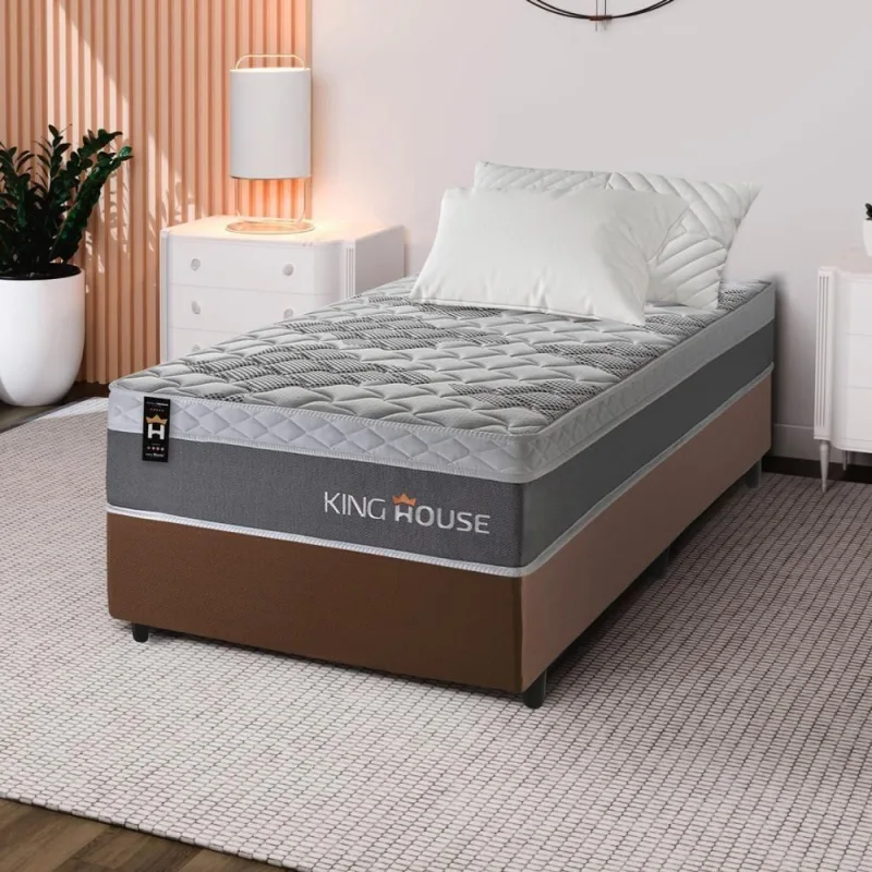 Cama Box Molas Ensacadas Sheffield 96x203 Marrom King House - OUTRAS - Colchões