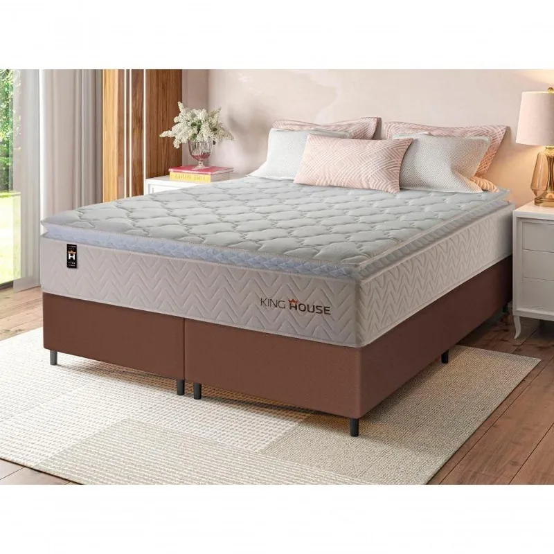 Cama Box Roma Molas Ensacadas Queen 158x198 Bege King House