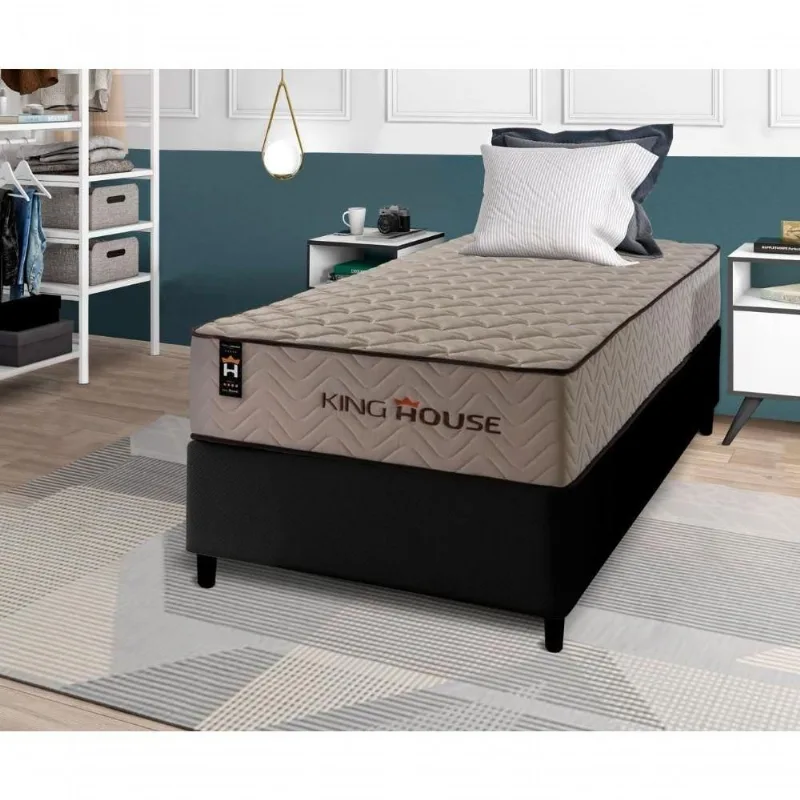 Cama Box Espuma San Diego Solteiro 88x188 Bege King House - king