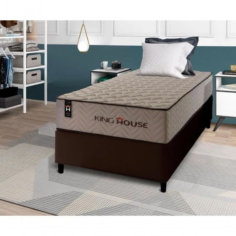 Cama Box Espuma San Diego Solteiro 88x188 Marrom King House - king