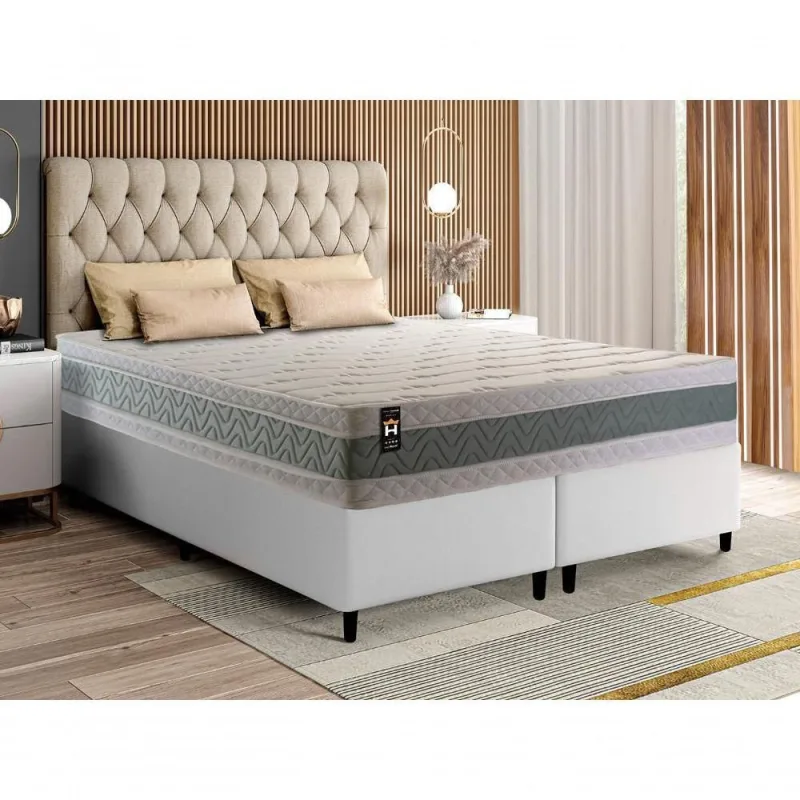 Cama Box Oxford Espuma King 193x203 Branco King House - king