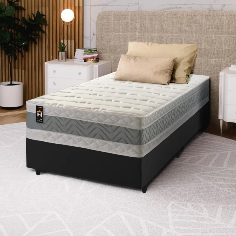 Cama Box Espuma Oxford Solteirão 96x203 Preto King House - OUTRAS - Colchões