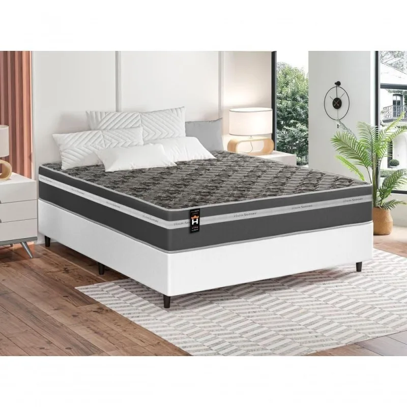 Cama Box Espuma Miami Casal 138x188 Cinza King House - king