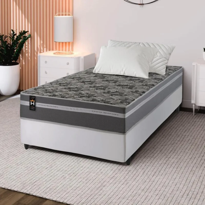 Cama Box Espuma Miami Solteiro 88x188 Cinza King House - king - Colchões