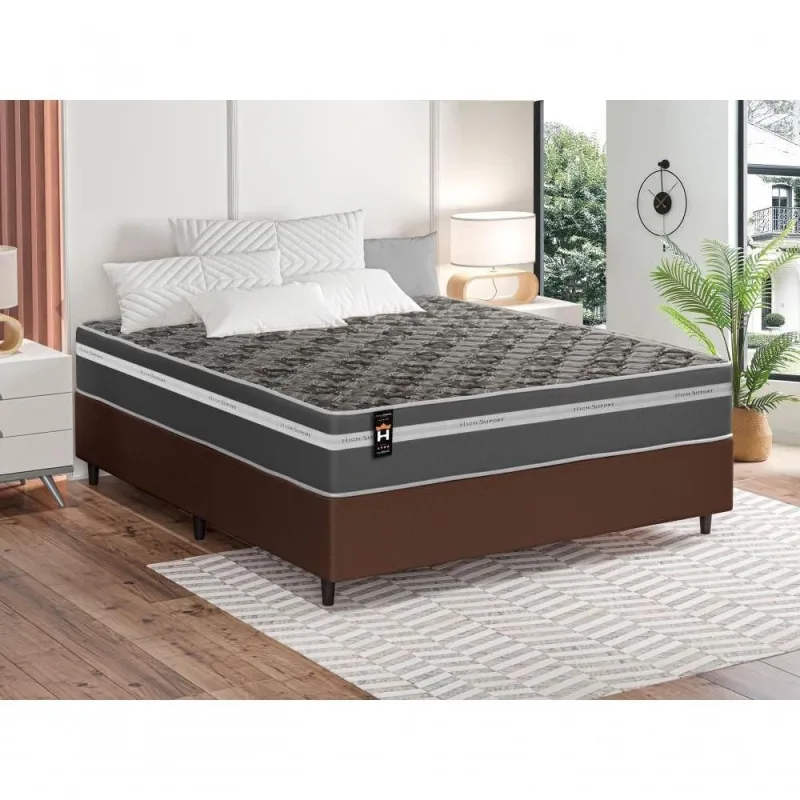 Cama Box Espuma Miami Casal 138x188 Cinza King House - OUTRAS - Colchões