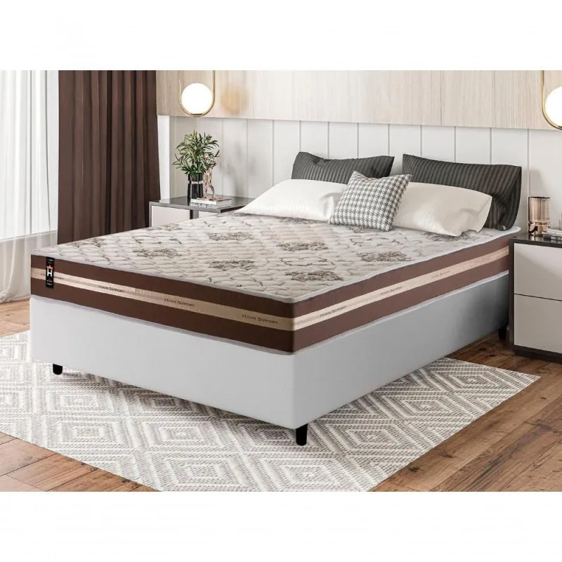 Cama Box Espuma Chicago Viúva 128x188 Marrom King House - OUTRAS - Colchões