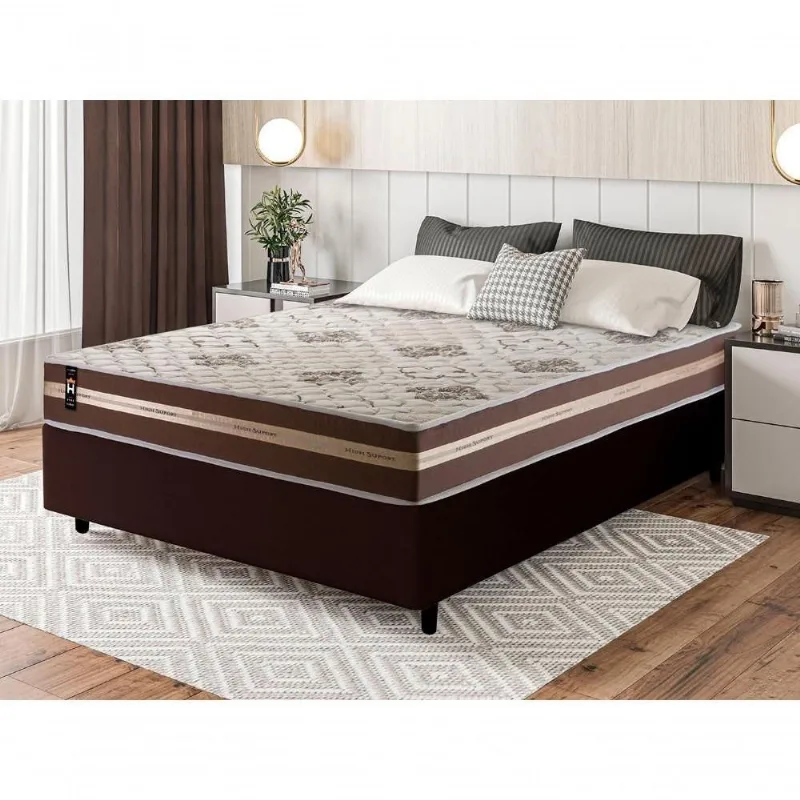 Cama Box Espuma Chicago Casal 138x188 Marrom King House - king