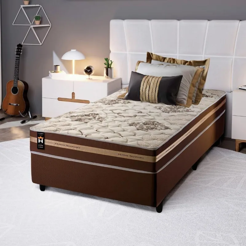 Cama Box Espuma Chicago Solteirão 96x203 Marrom King House - king - Colchões