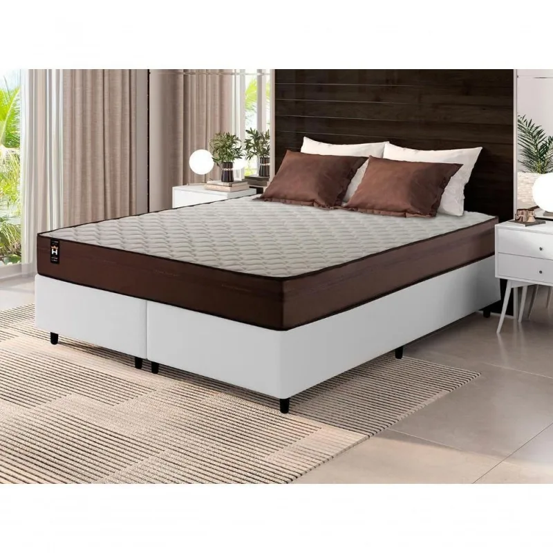 Cama Box Atlanta Espuma Queen 158x198 Branco King House - king