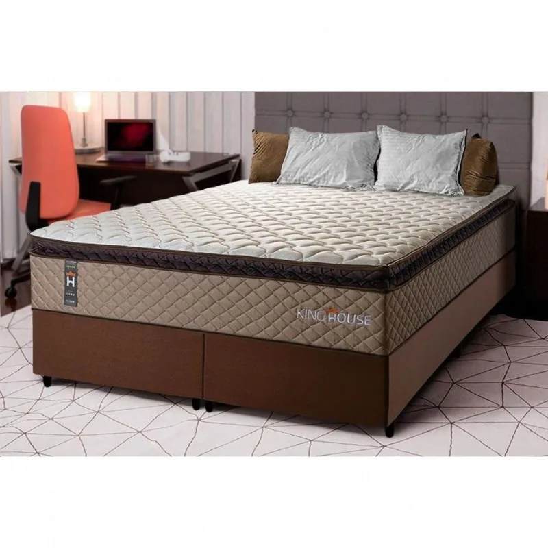 Cama Box Atlanta Espuma Queen 158x198 Marrom King House - king