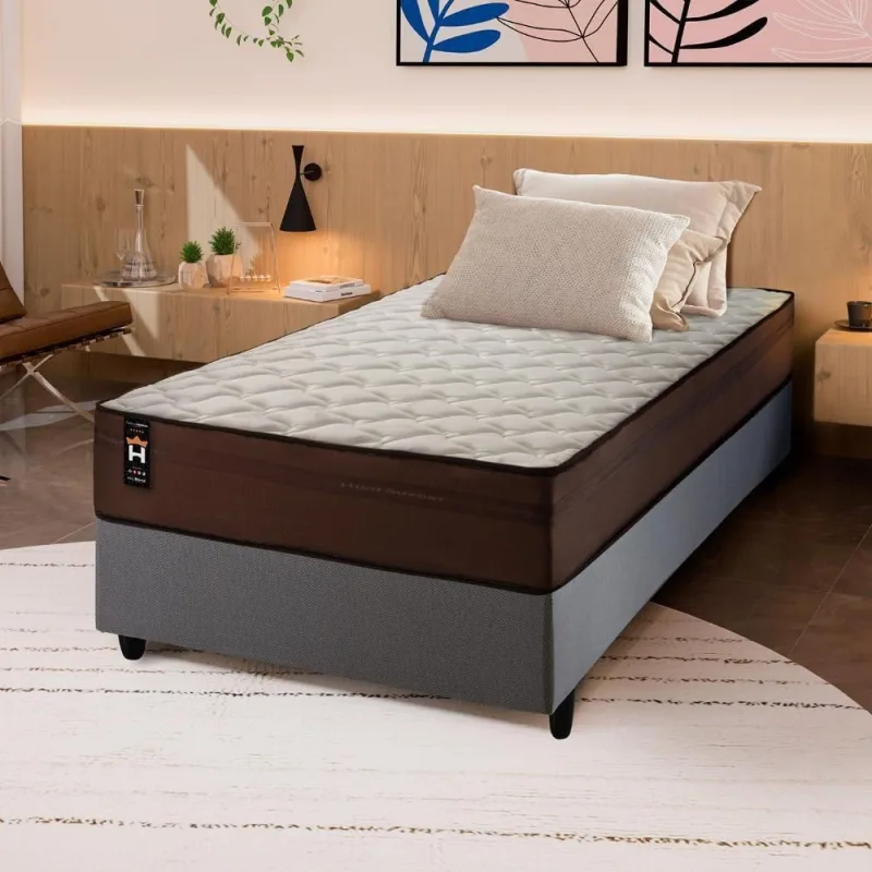 Cama Box Espuma Atlanta Solteiro 88x188 Cinza King House - king