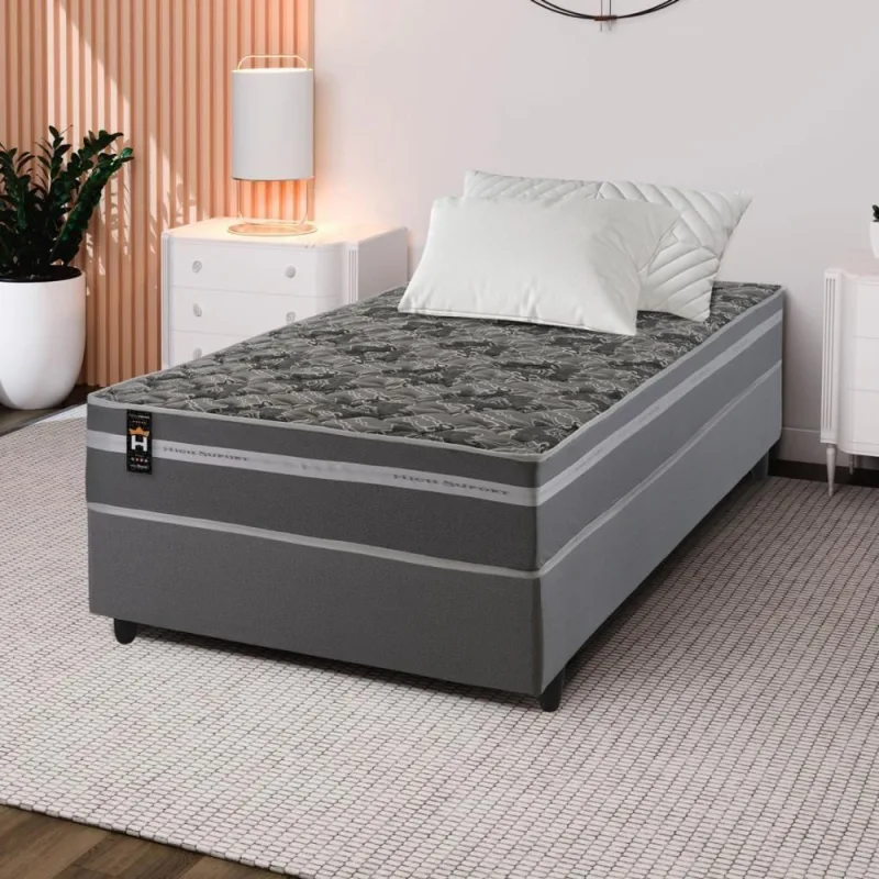Cama Box Espuma Miami Solteiro 88x188 Cinza King House - OUTRAS - Colchões