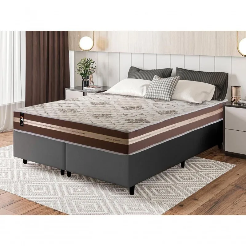 Cama Box Chicago Espuma Queen 158x198 Cinza King House - king
