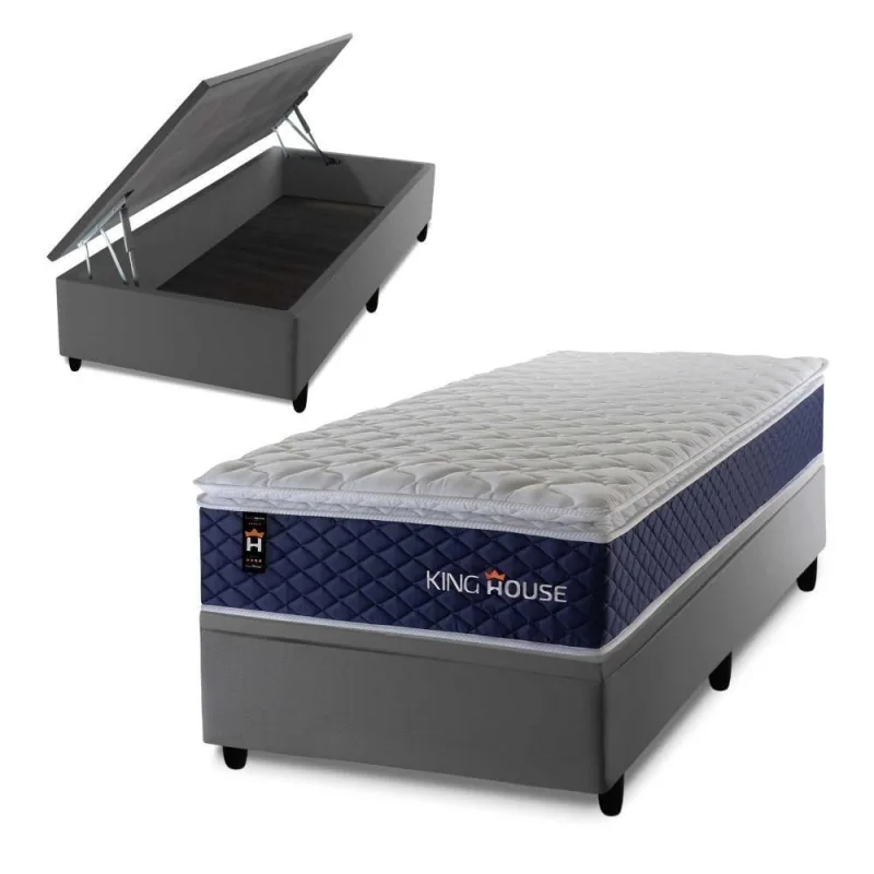 Cama Box Baú Lagras 96x203 com Molas Ensacadas King House - king