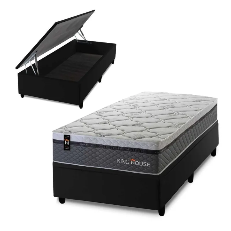 Cama Box Baú Benton 96x203 com Molas Ensacadas King House - king