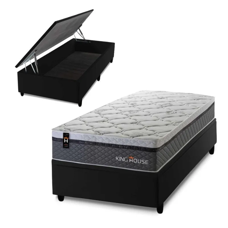 Cama Box Baú Benton 88x188 com Molas Ensacadas King House - king