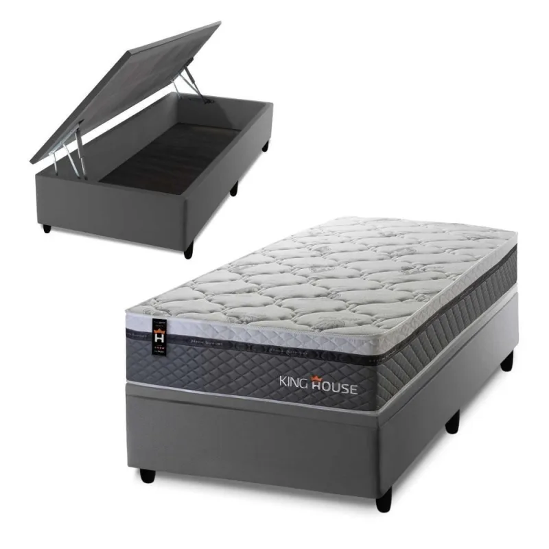 Cama Box Baú Benton 96x203 com Molas Ensacadas King House - king
