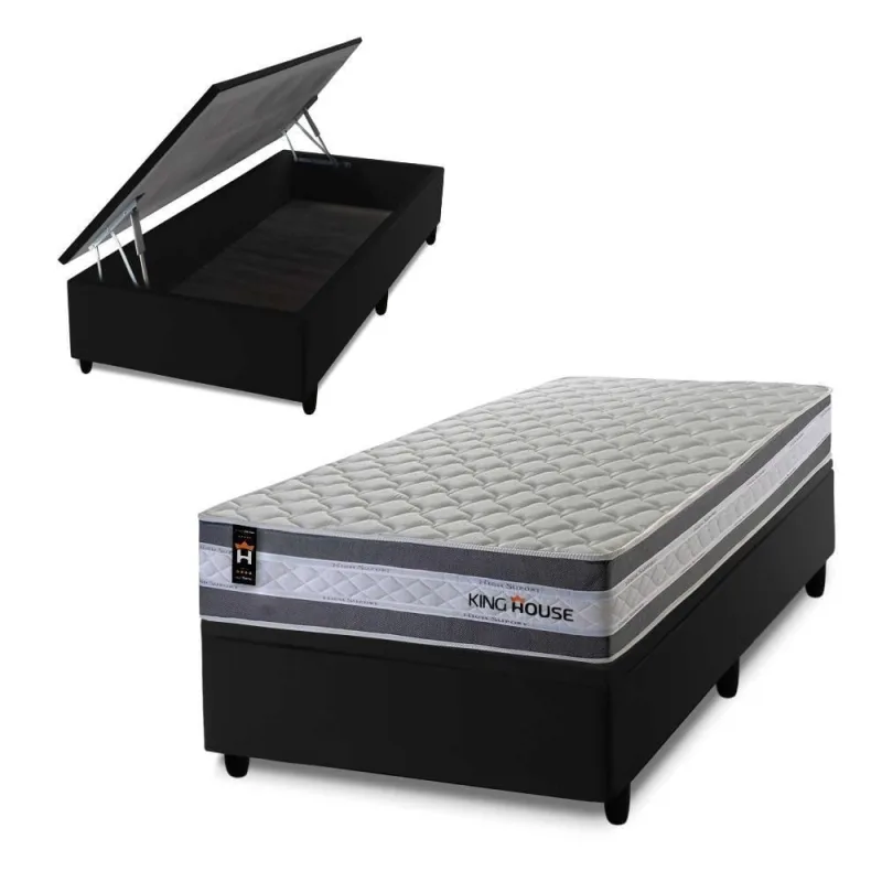 Cama Box Baú Alpine 96x203 com Molas Ensacadas King House - king - Colchões