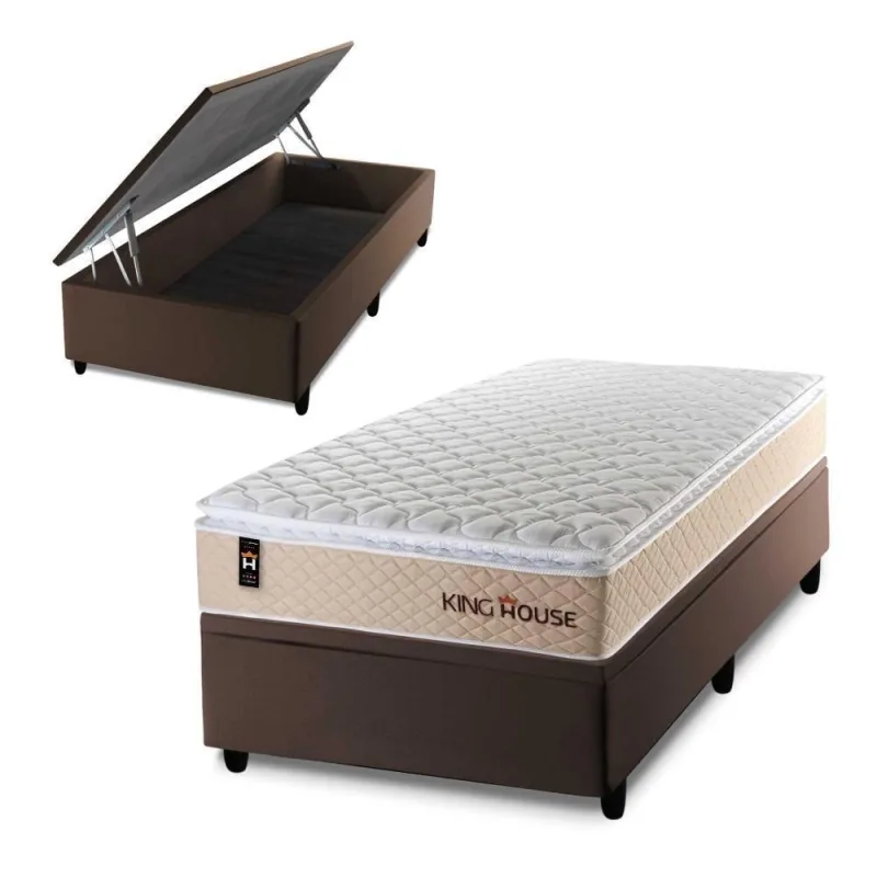Cama Box Baú Alford 96x203 com Molas Ensacadas King House - king