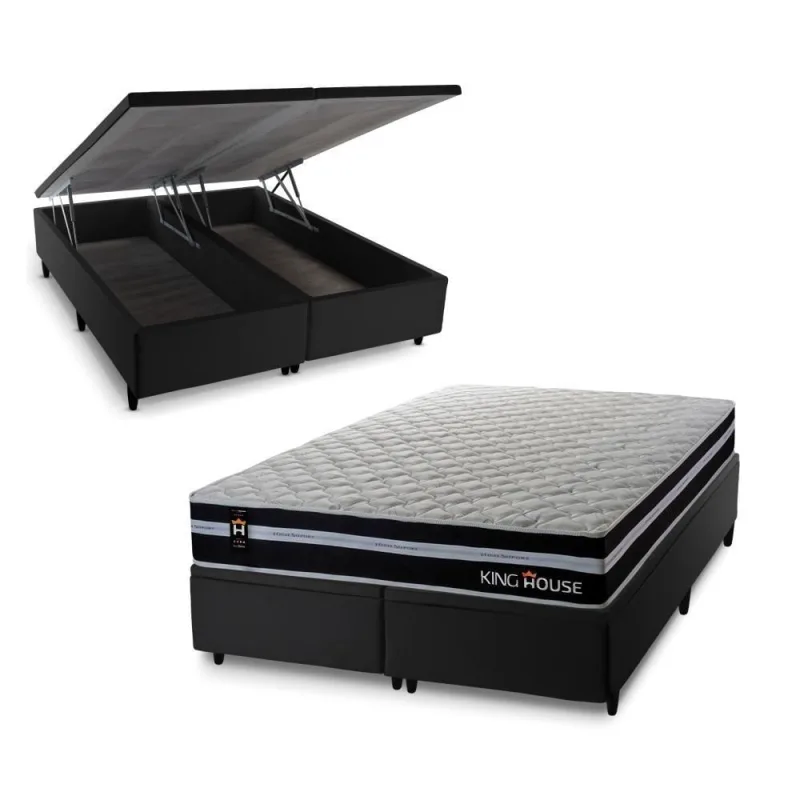 Cama Box Baú Durham com Molas Ensacadas 193x203 King House - king - Colchões
