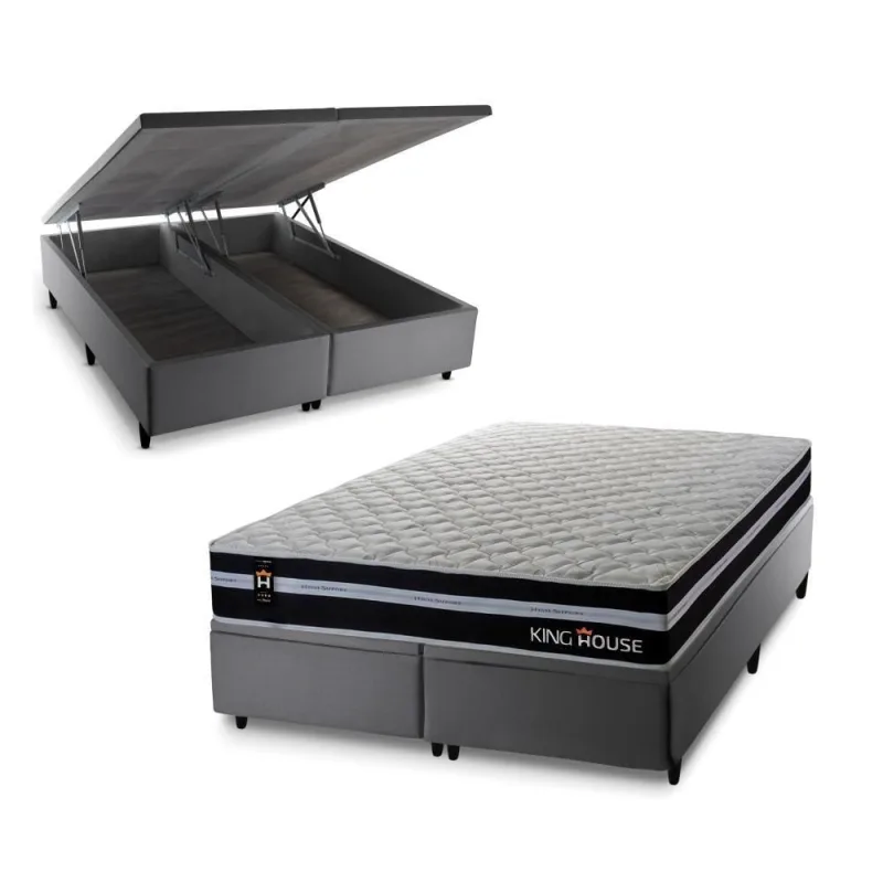 Cama Box Baú Durham com Molas Ensacadas 158x198 King House - king