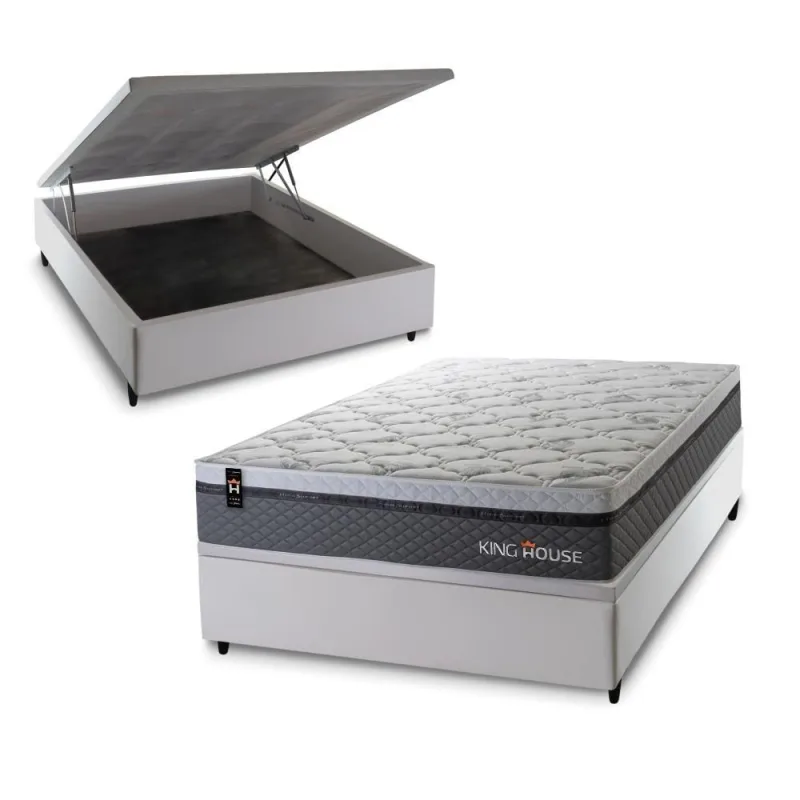 Cama Box Baú Benton 138x188 com Molas Ensacadas King House - king - Colchões
