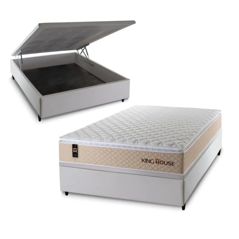Cama Box Baú Alford 138x188 com Molas Ensacadas King House - king