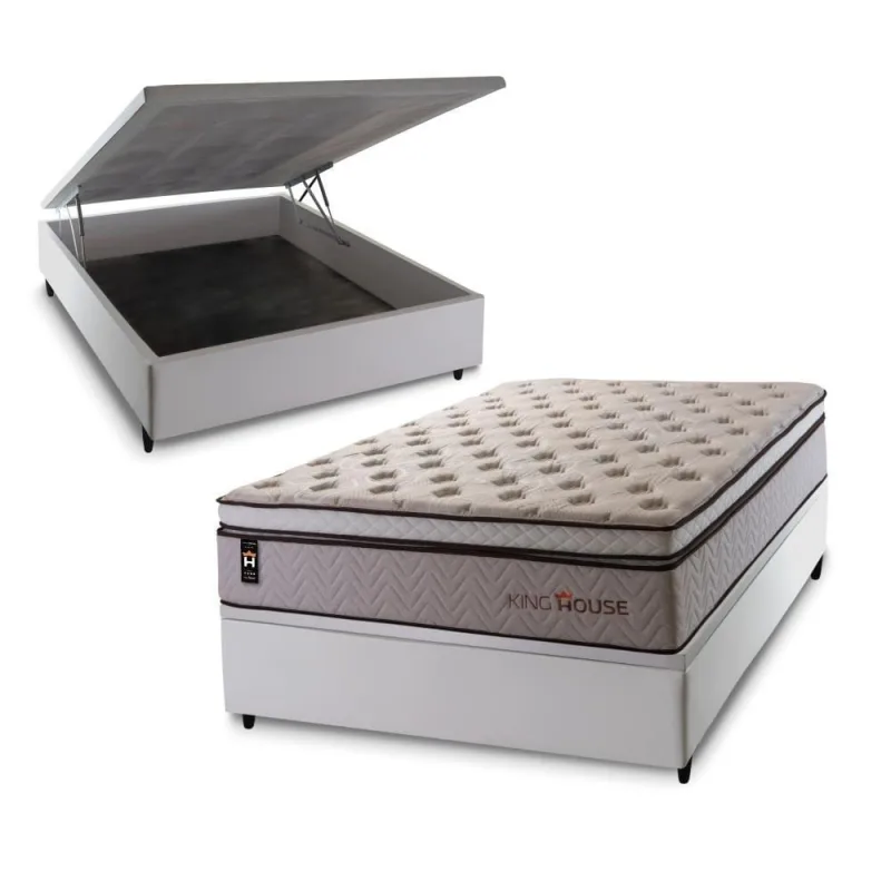 Cama Box Baú Liverpool 138x188 com Molas Ensacadas King House - OUTRAS - Colchões