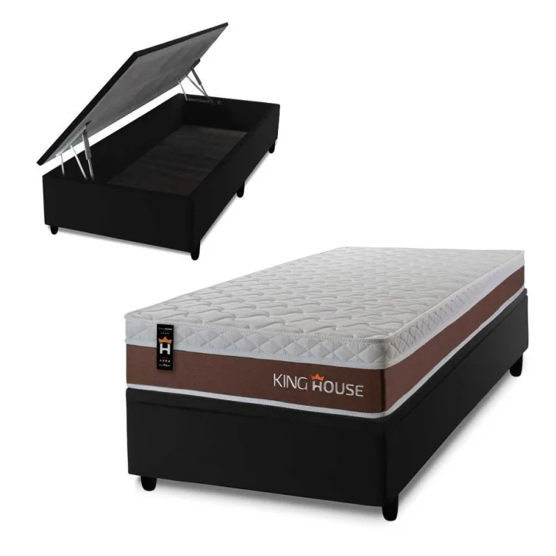Cama Box Baú Venice 88x188 com Molas Ensacadas King House - king