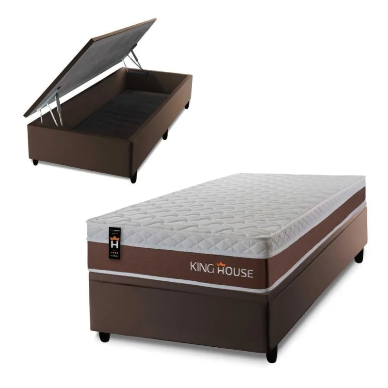 Cama Box Baú Venice 88x188 com Molas Ensacadas King House - OUTRAS - Colchões