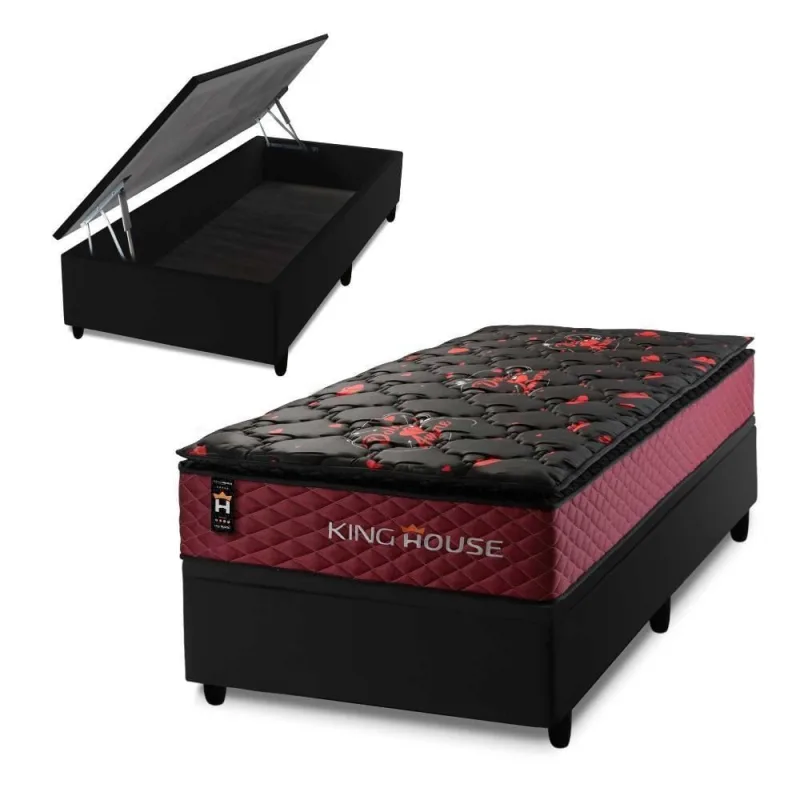 Cama Box Baú Toronto 96x203 com Molas Ensacadas King House - OUTRAS - Colchões
