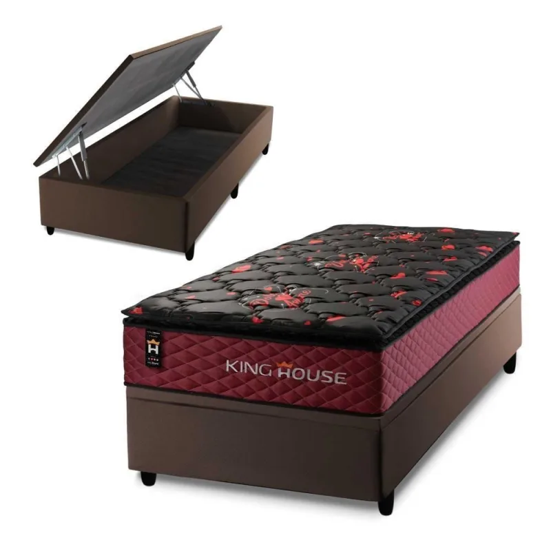 Cama Box Baú Toronto 88x188 com Molas Ensacadas King House - king - Colchões