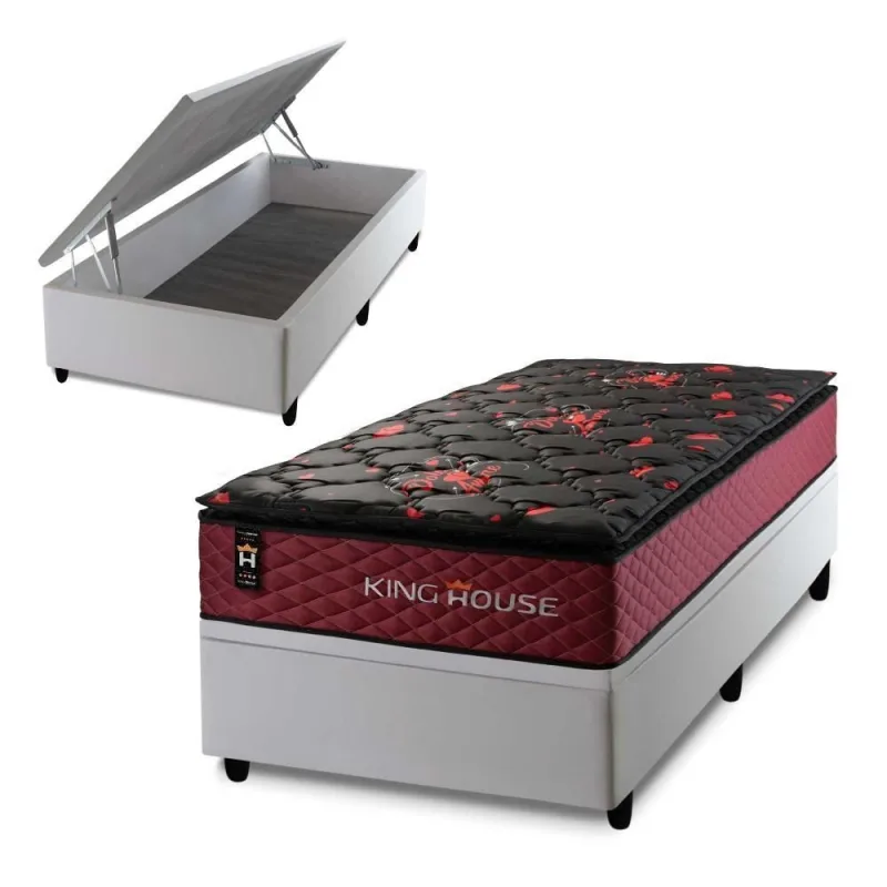 Cama Box Baú Toronto 96x203 com Molas Ensacadas King House - king
