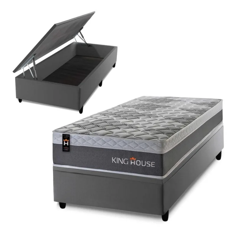 Cama Box Baú Sheffield 88x188 com Molas Ensacadas King House - king