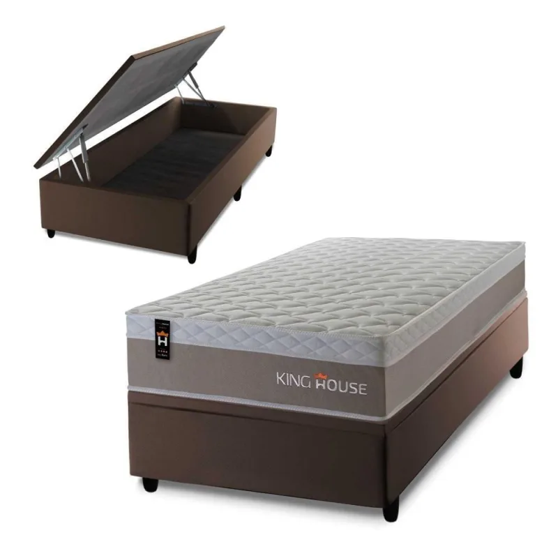 Cama Box Baú Sheffield 88x188 com Molas Ensacadas King House - king