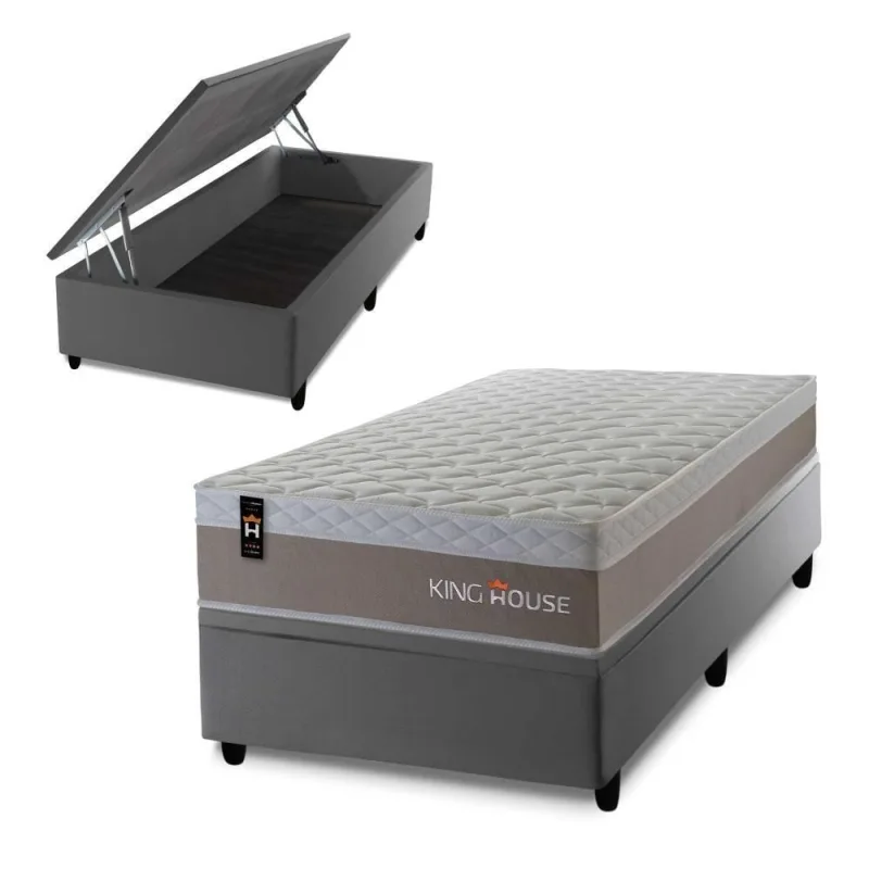 Cama Box Baú Sheffield 96x203 com Molas Ensacadas King House - king - Colchões
