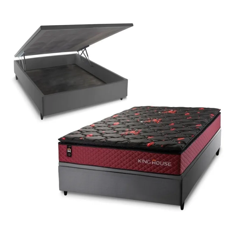 Cama Box Baú Toronto 138x188 com Molas Ensacadas King House - king