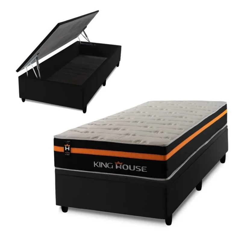 Cama Box Baú Sirius 96x203 com Molas Ensacadas King House - king - Colchões