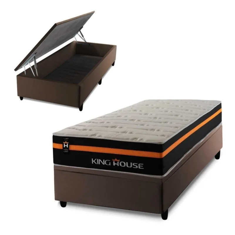 Cama Box Baú Sirius 88x188 com Molas Ensacadas King House - king