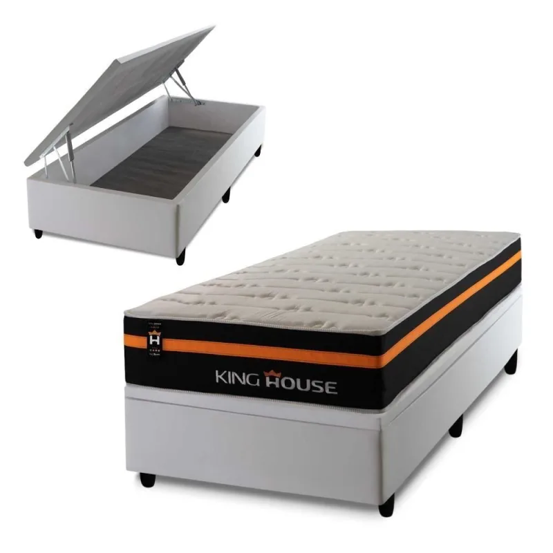 Cama Box Baú Sirius 96x203 com Molas Ensacadas King House - OUTRAS - Colchões