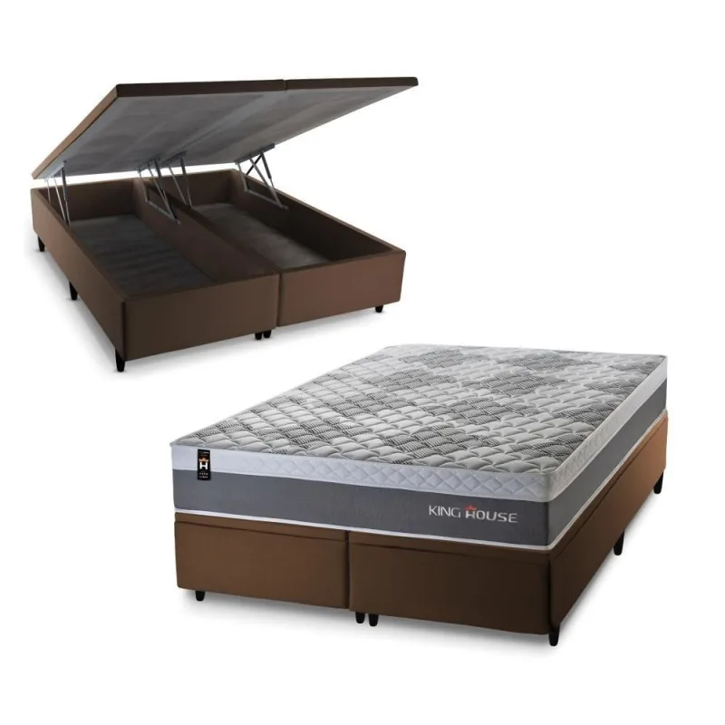 Cama Box Baú Sheffield com Molas Ensacadas 193x203 King House - OUTRAS - Colchões